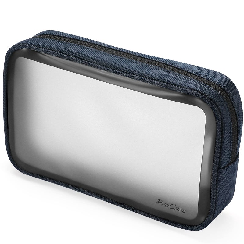 ProCase TSA Approved Travel Toiletry Bag Pouch Matte Clear Travel Organizer Airport CarryOn Checkpoint Airline Compliant Storage Bag 1 Pack Navy